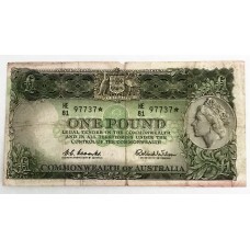 AUSTRALIA 1961 . ONE POUND BANKNOTE . STARNOTE